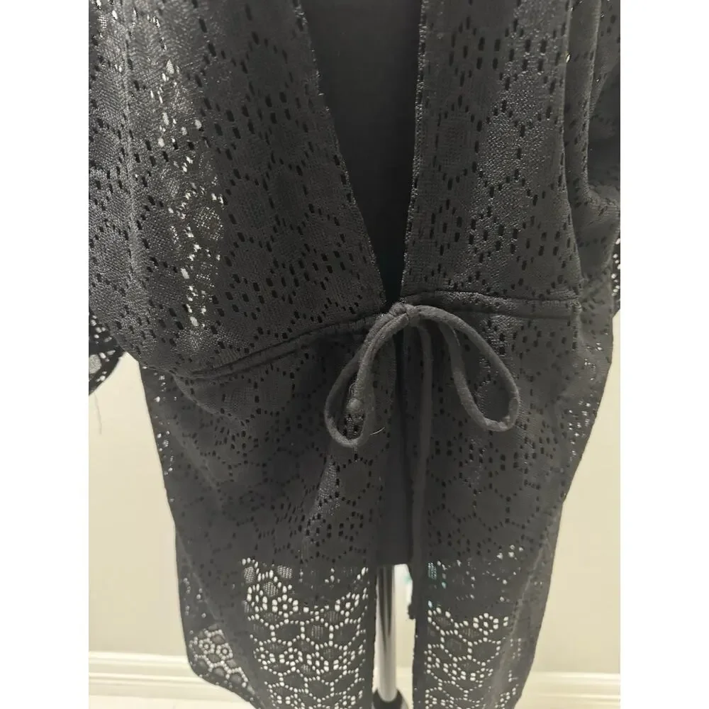 Midnight Spirit Black Cat One Piece Swim Suit With Coverup Women’s Sz XL